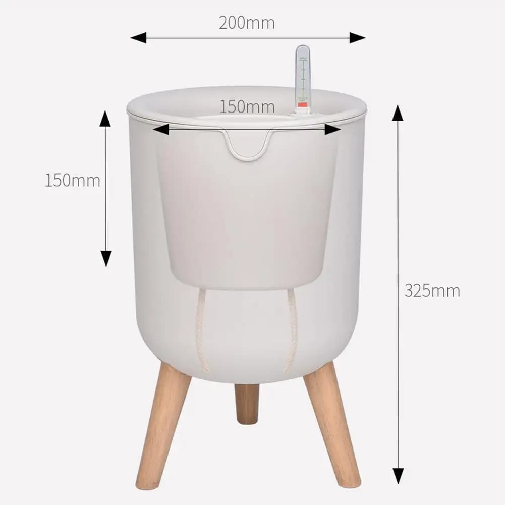 New Automatic Self-Watering Flower Pot With Water Level For Home Indoor Outdoor Garden Flower Pot With Wooden Bracket Home Decor
