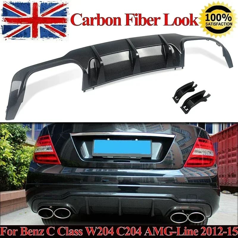 W204 AMG Rear Bumper Diffuser Lip for Mercedes Benz C Class W204 C204 Carbon Look C63 Coupe Rear Splitters Guard