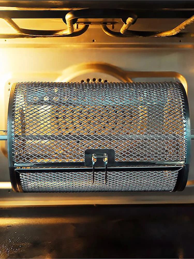 Stainless Steel Rotisserie Basket Chili Roaster Drum Oven Basket Rotisserie Grill Cage Baking Rotary Cage For Peanut Dried Nut
