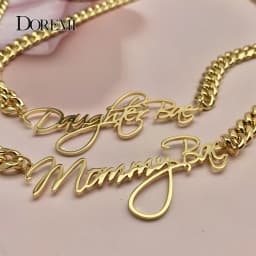DOREMI 8mm Cuban Custom Name Pendant Personalized Necklace Thick Chain Customized Cursive Nameplate Necklaces Women Gift