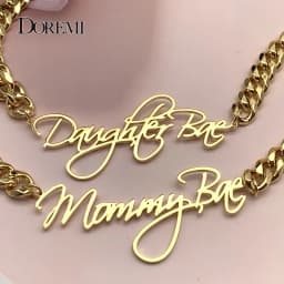 DOREMI 8mm Cuban Custom Name Pendant Personalized Necklace Thick Chain Customized Cursive Nameplate Necklaces Women Gift