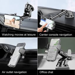 Car Phone Mount Holder Suction Cup Car Phone Holder Auto Air Outlet Cell Phone Bracket Long Arm Telescopic Cellphone Support