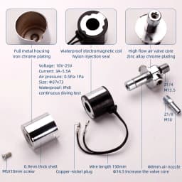 ALLREY Air Horn Solenoid Valve 12V/24V Electric Air Valve Plated Chrome Plated Metal Housing For Train Air Horn Car Accessory