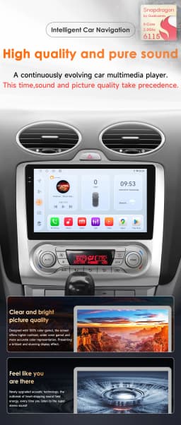 9"Wireless Carplay Android 14 Autoradio For Ford Focus 2 Mk2 2004 -2011 Multimedia Video Player GPS 360 Cam Screen by Snapdragon