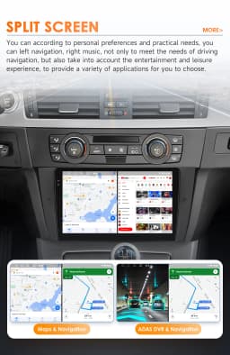 Hizpo Car Android 14 Multimedia Radio Player for BMW 3 Series E90 E91 E92 E93 2006-2012 GPS Navigation Stereo Audio Head Unit