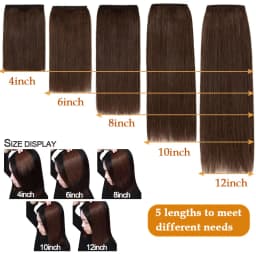 100% Human Hair Topper Invisable Straight Hair Pads Clip In One Piece 2Clips Increase Hair volume Hair Extensions Top Side Cover