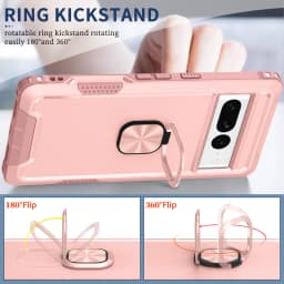 for Google Pixel 7 Pro Case Heavy Duty Full Body Shockproof Kickstand with 360° Ring Holder Support Car Mount Hybrid