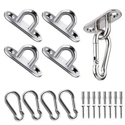 Stainless Steel Eye Plate 4Pcs Screws Mount Hook Toughness Ceiling & Wall Mount Hanging Hardware Fitting Set For Decorative Rope