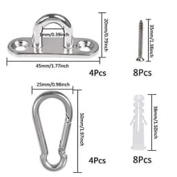 Stainless Steel Eye Plate 4Pcs Screws Mount Hook Toughness Ceiling & Wall Mount Hanging Hardware Fitting Set For Decorative Rope