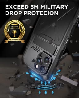 for iPhone 15 14 Pro Max Case Metal Military-Grade Built-in Kickstand & 9H Screen Protector Protective Rugged Heavy Duty Case
