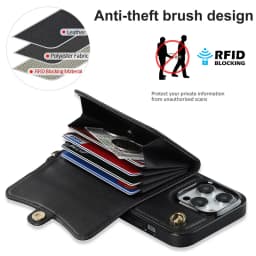 For iPhone 14 13 12 Mini 11Pro Max X/XS XR 8 7 Plus Wallet Leather Case with Long Lanyard kickstand All-round Shockproof Cover