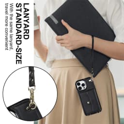 For iPhone 14 13 12 Mini 11Pro Max X/XS XR 8 7 Plus Wallet Leather Case with Long Lanyard kickstand All-round Shockproof Cover