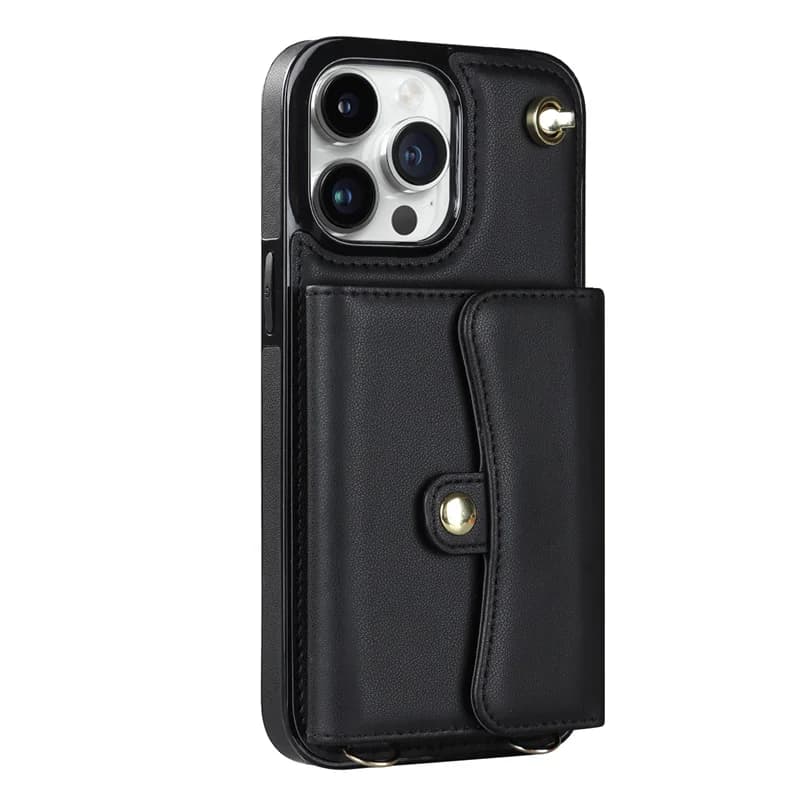 For iPhone 14 13 12 Mini 11Pro Max X/XS XR 8 7 Plus Wallet Leather Case with Long Lanyard kickstand All-round Shockproof Cover