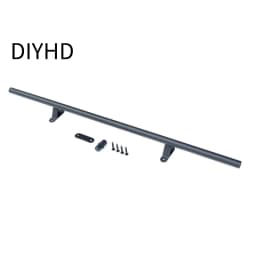 12FT(366cm) Sliding Library Hardware Kit No Ladder,Black Rustic Round Tube Rolling Ladder Track,Floor Roller with Brake,Indoor