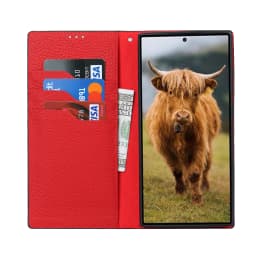 Case for Samsung Galaxy S23 Ultra Genuine Leather Wallet Case Kickstand Credit Card Holder Magnetic Closure Shockproof Case
