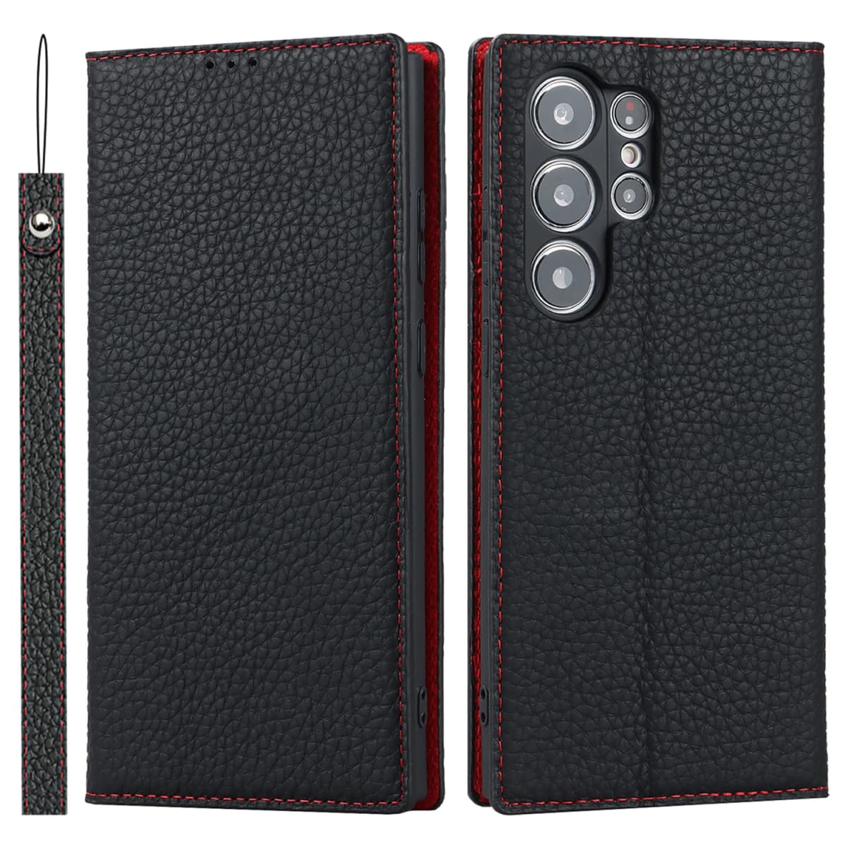 Case for Samsung Galaxy S23 Ultra Genuine Leather Wallet Case Kickstand Credit Card Holder Magnetic Closure Shockproof Case