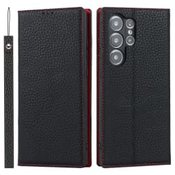 Case for Samsung Galaxy S23 Ultra Genuine Leather Wallet Case Kickstand Credit Card Holder Magnetic Closure Shockproof Case