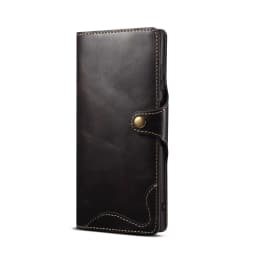 For Samsung Galaxy S23 S22 Ultra S21 S20 S10 Plus S9 Note 8 9 10 20 100% Real Cowhide Leather Case Vintage Card Bag Wallet Cover