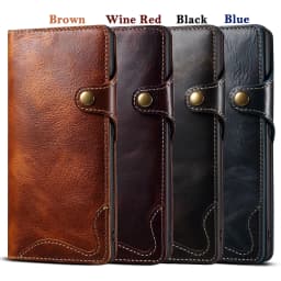 For Samsung Galaxy S23 S22 Ultra S21 S20 S10 Plus S9 Note 8 9 10 20 100% Real Cowhide Leather Case Vintage Card Bag Wallet Cover