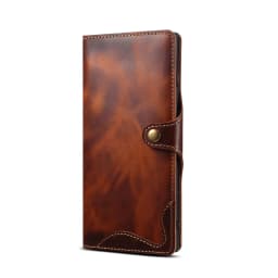 For Samsung Galaxy S23 S22 Ultra S21 S20 S10 Plus S9 Note 8 9 10 20 100% Real Cowhide Leather Case Vintage Card Bag Wallet Cover