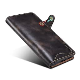 For Samsung Galaxy S23 S22 Ultra S21 S20 S10 Plus S9 Note 8 9 10 20 100% Real Cowhide Leather Case Vintage Card Bag Wallet Cover