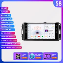 Hizpo 7 Inch Android Car Radio For Jeep Cherokee 2009 2008 2010 Wrangler Dodge Challenger Chrysler GPS Stereo NO DVD 4G Carplay