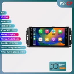 Hizpo 7 Inch Android Car Radio For Jeep Cherokee 2009 2008 2010 Wrangler Dodge Challenger Chrysler GPS Stereo NO DVD 4G Carplay