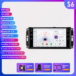 Hizpo 7 Inch Android Car Radio For Jeep Cherokee 2009 2008 2010 Wrangler Dodge Challenger Chrysler GPS Stereo NO DVD 4G Carplay