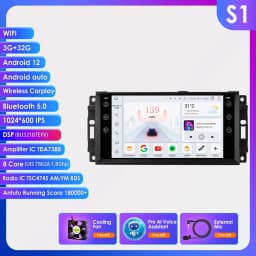 Hizpo 7 Inch Android Car Radio For Jeep Cherokee 2009 2008 2010 Wrangler Dodge Challenger Chrysler GPS Stereo NO DVD 4G Carplay
