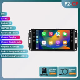Hizpo 7 Inch Android Car Radio For Jeep Cherokee 2009 2008 2010 Wrangler Dodge Challenger Chrysler GPS Stereo NO DVD 4G Carplay