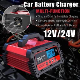 Car Lead-Acid Battery Charger 12/24V 25/10/5A Fully Automatic Smart Charging AGM GEL Circulation Diagnostic Testing Pulse Repair