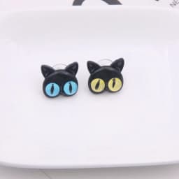 Fashion Creative Cat Earrings for Women Cute Yellow Blue Cat Eyes Earrings Stud Piercing Jewelry Gift