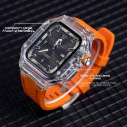 Modification Kit for Apple Watch Ultra 49mm 44mm 45mm Glacier Case For iWatch 6 5 SE 8 7 4 Transparent Case Rubber Band Luxury