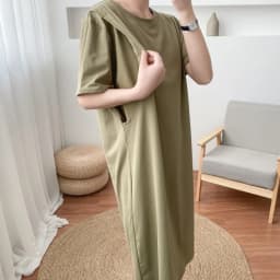 Maternity Simple Pure Color Breastfeeding Dress Long Skirt Short Sleeve Cotton Maternity Dresses Pregnant Women Clothes Tops