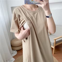 Maternity Simple Pure Color Breastfeeding Dress Long Skirt Short Sleeve Cotton Maternity Dresses Pregnant Women Clothes Tops