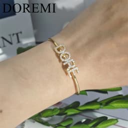 DOREMI 9mm Initial Letter Name Cuff Bangle Personalized Jewelry Women Gift Bangle Bracelet Name Custom Zircon Bangle