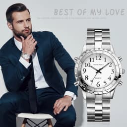 Lancardo Men's English Talking Watch Quartz Repeater Alarm Clock Wristwatch for Blind Person Father Elderly Gift New Relogios