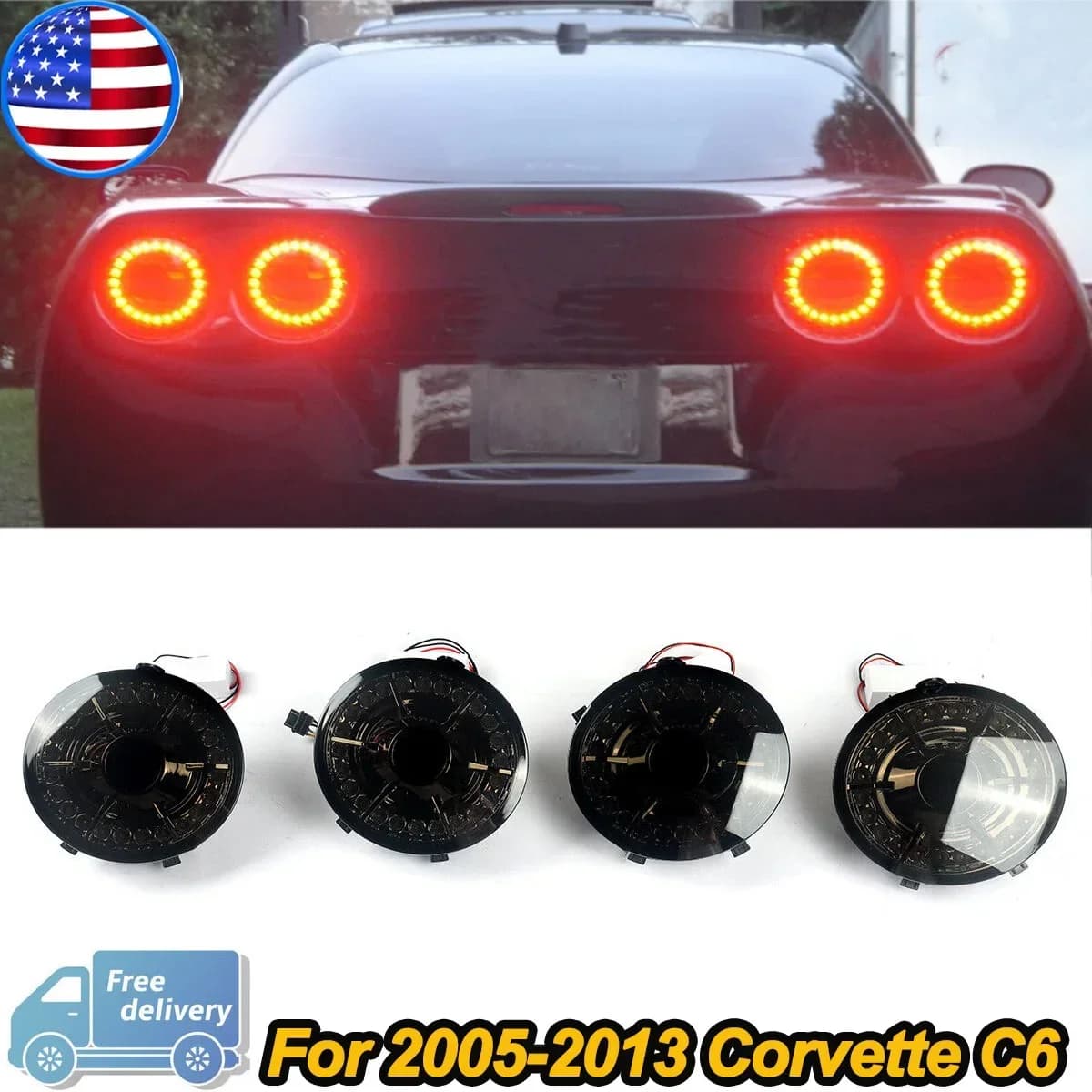 Smoked Black Lens LED Tail Brake Lights for Chevrolet Corvette C6 Turn Signal Lamp Parking Light Tail Lamp Assemblies 2005-2013
