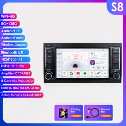 Hizpo 7 Inch Android Auto Radio for Volkswagen VW Touareg Multivan T5 Transporte Carplay Car Multimedia GPS 2 Din Autoradio 7862