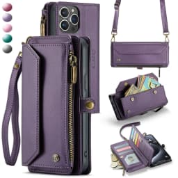 Crossbody for iPhone 15 14 13 12 11 Pro Max SE 2022 XR XS Max Case Wallet【RFID Blocking】with 7-Card Holder Zipper Bills Slot