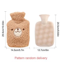 Cartoon Hot Water Bottle With Soft Plush Cover PVC Hot Water Bag For Hand Wrist Back Feet Warmer Menstrual Cramps Hot Compress