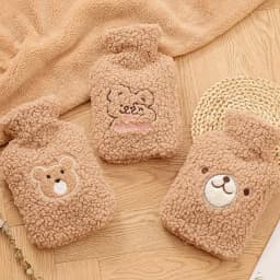 Cartoon Hot Water Bottle With Soft Plush Cover PVC Hot Water Bag For Hand Wrist Back Feet Warmer Menstrual Cramps Hot Compress