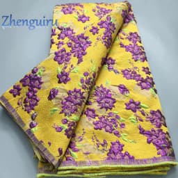 2025 French Brocade Lace Fabric 5 Yards Gilding African Lace Fabric High Quality Nigerian Bride Wedding Dress for Women A2100