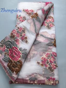 2025 French Brocade Lace Fabric 5 Yards Gilding African Lace Fabric High Quality Nigerian Bride Wedding Dress for Women A2100