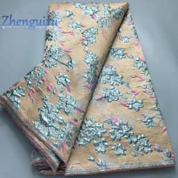 2025 French Brocade Lace Fabric 5 Yards Gilding African Lace Fabric High Quality Nigerian Bride Wedding Dress for Women A2100