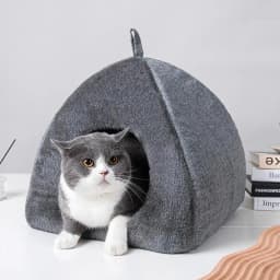 Pet Beds In Houses Large Thicken Cat Dog Cave Padded Warm Cat Cave Bed Foldable Cat Tent With Washable Fluffy Pad For Dogs Cats
