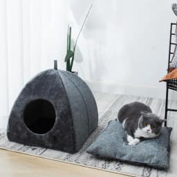 Pet Beds In Houses Large Thicken Cat Dog Cave Padded Warm Cat Cave Bed Foldable Cat Tent With Washable Fluffy Pad For Dogs Cats