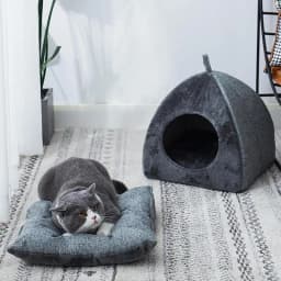 Pet Beds In Houses Large Thicken Cat Dog Cave Padded Warm Cat Cave Bed Foldable Cat Tent With Washable Fluffy Pad For Dogs Cats