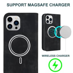 Leather Case for iPhone 15 14 Pro Max Plus Support Wireless Charging Strong Magnetic Wallet Protection Cover for iphone 14 15