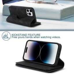 Leather Case for iPhone 15 14 Pro Max Plus Support Wireless Charging Strong Magnetic Wallet Protection Cover for iphone 14 15